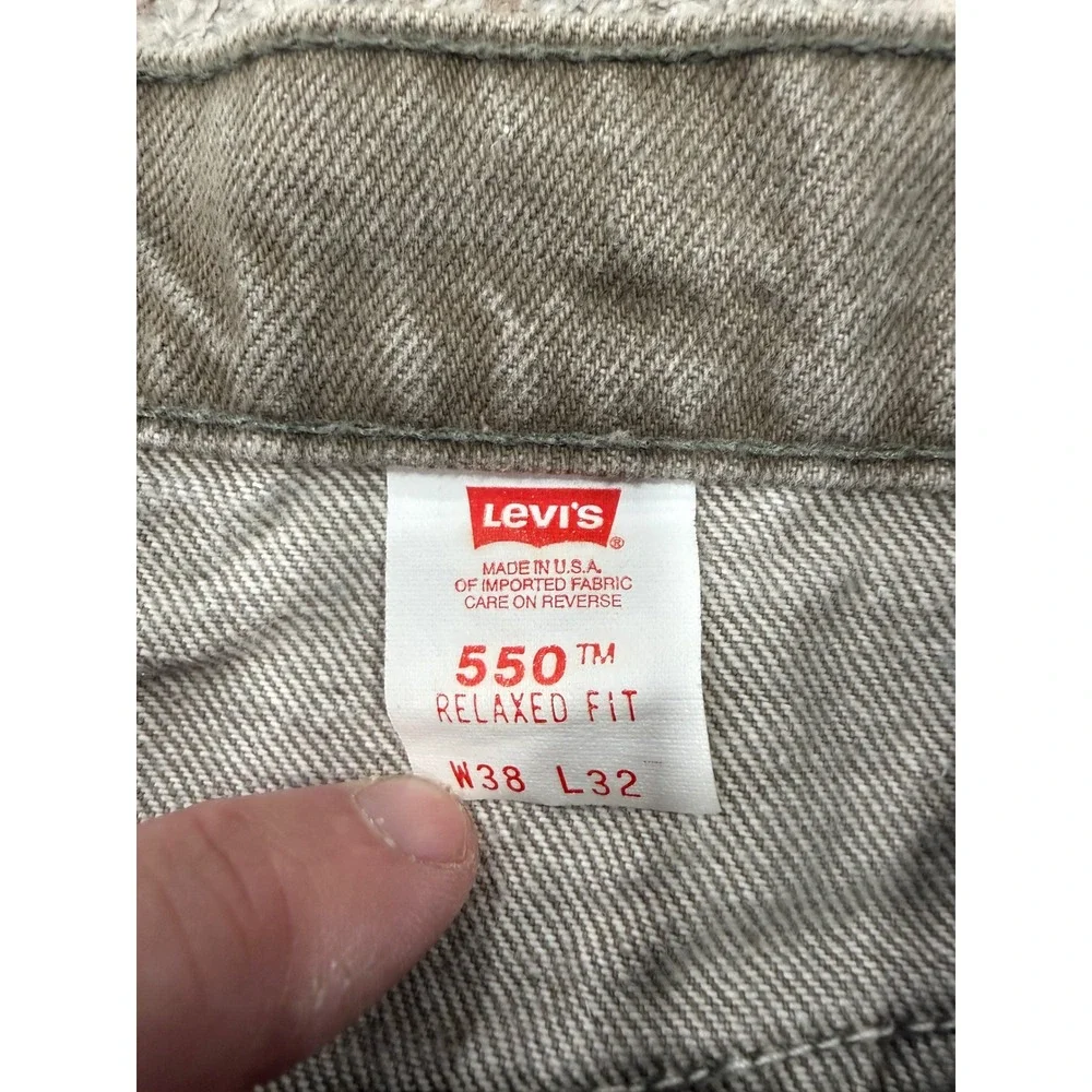 Vintage Levis‎ 550 Relaxed Fit Jeans Mens 38x32 Olive Brown Faded Denim USA 1997